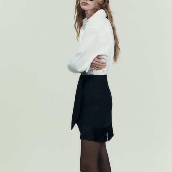 ZARA FRINGED MINI SKIRT - Picture 3 of 16
